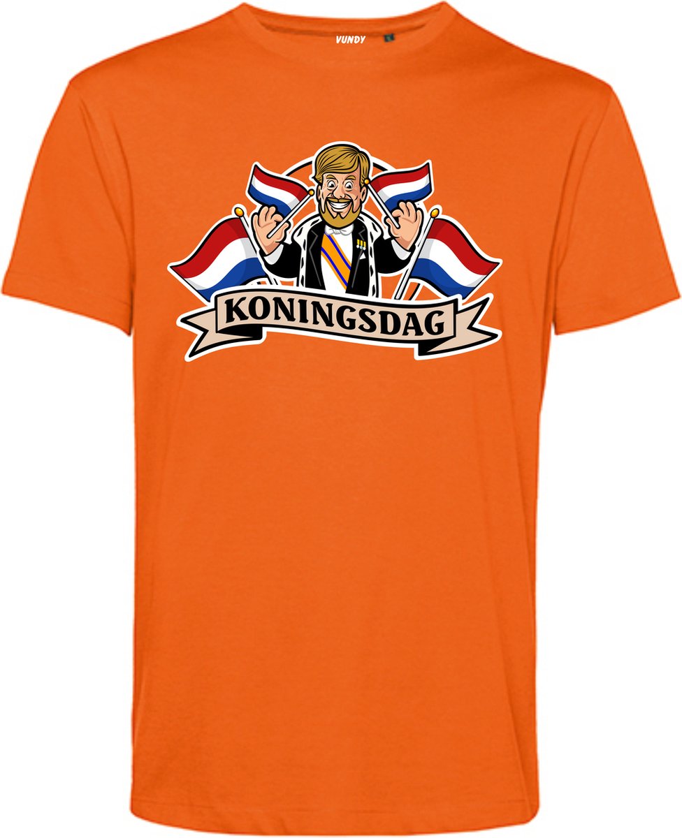 T-shirt kinderen Kingsday Cartoon | Koningsdag kleding | oranje t-shirt | Oranje | maat 140